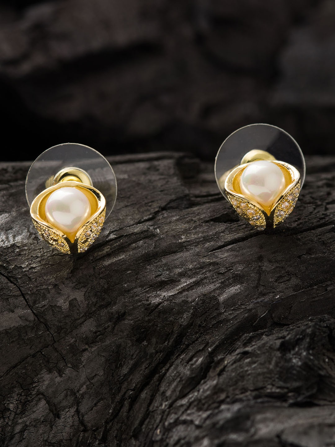 E2O White & Gold-Plated Classic Studs