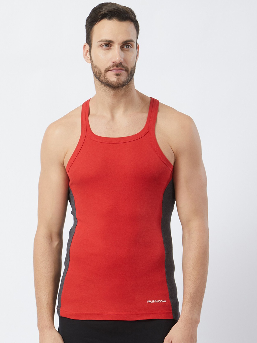 

Fruit of the loom Men Red & Grey Colourblocked Innerwear Vest MFV01-N-A1S4