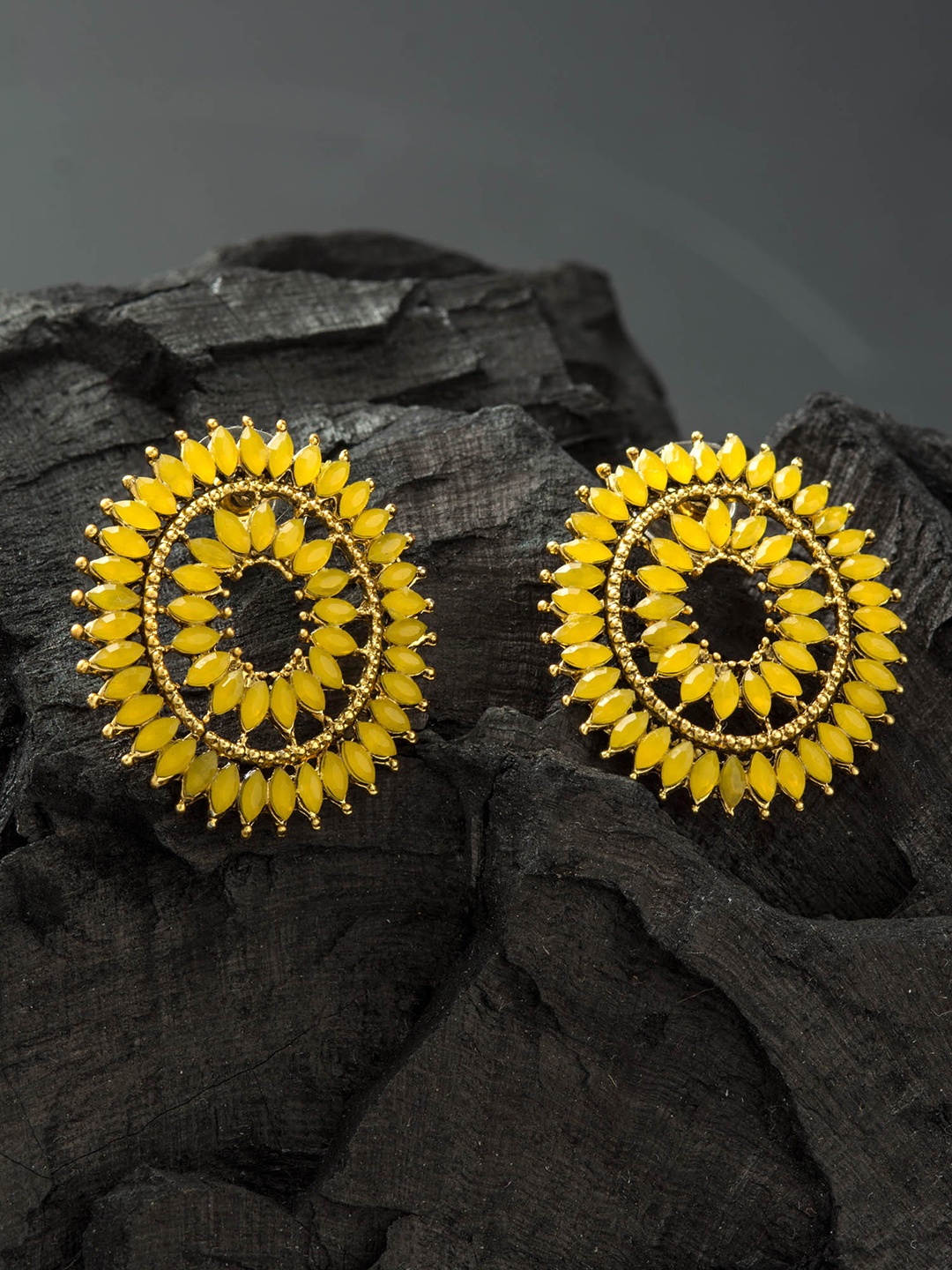 

E2O Yellow & Gold-Plated Circular Studs