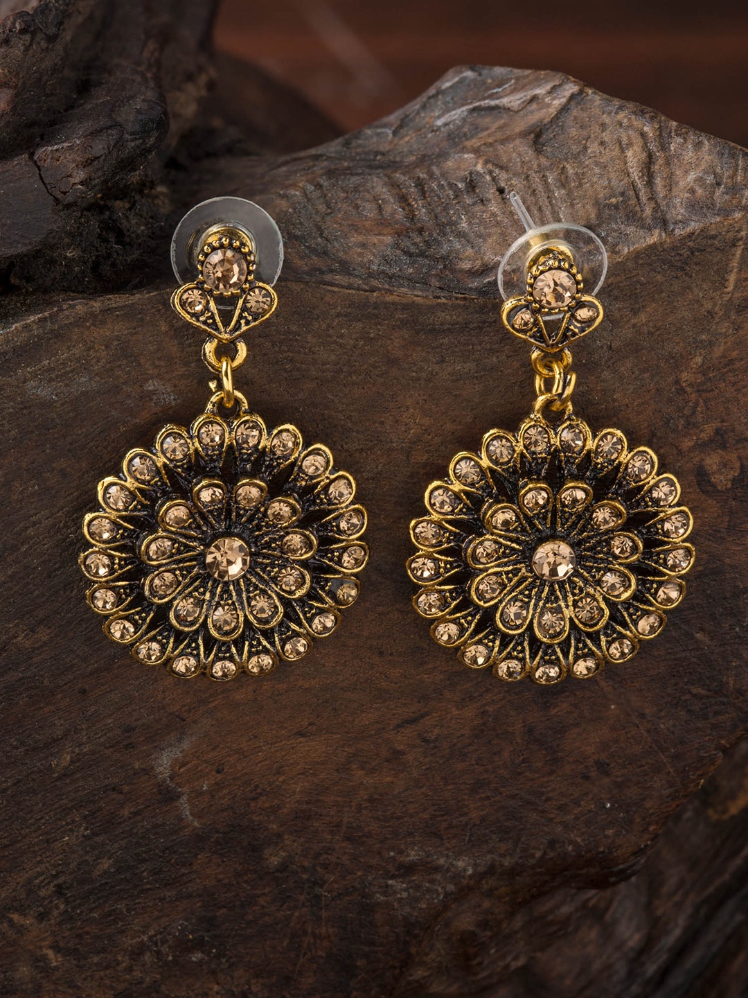 

E2O Antique Gold-Plated Circular Drop Earrings