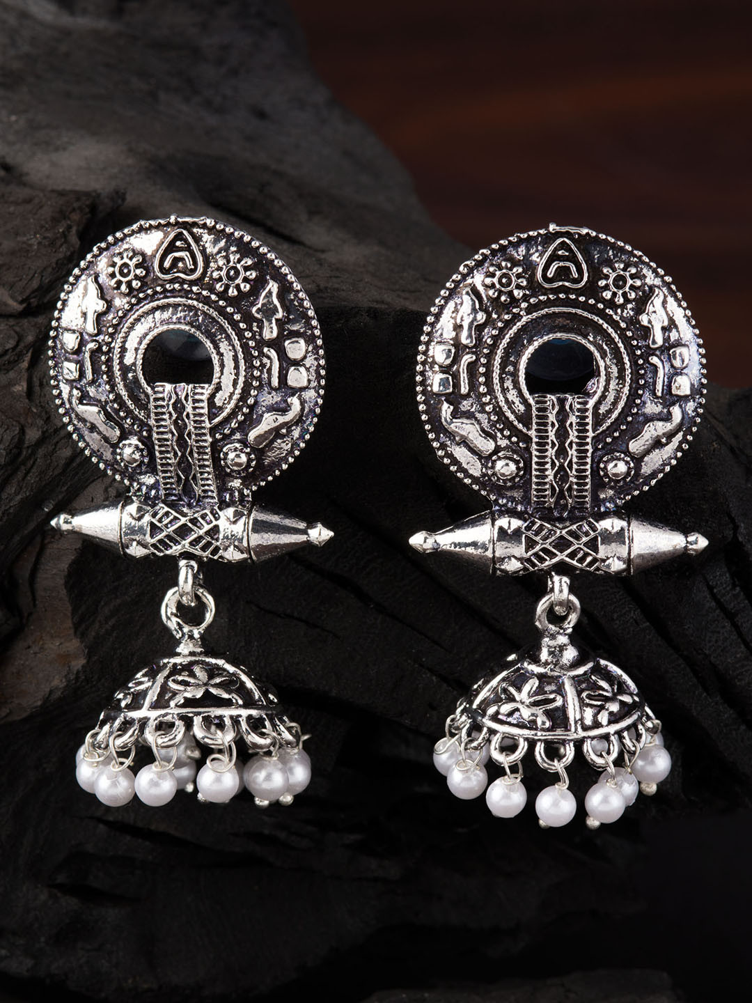 

E2O Silver-Plated Dome Shaped Drop Earrings