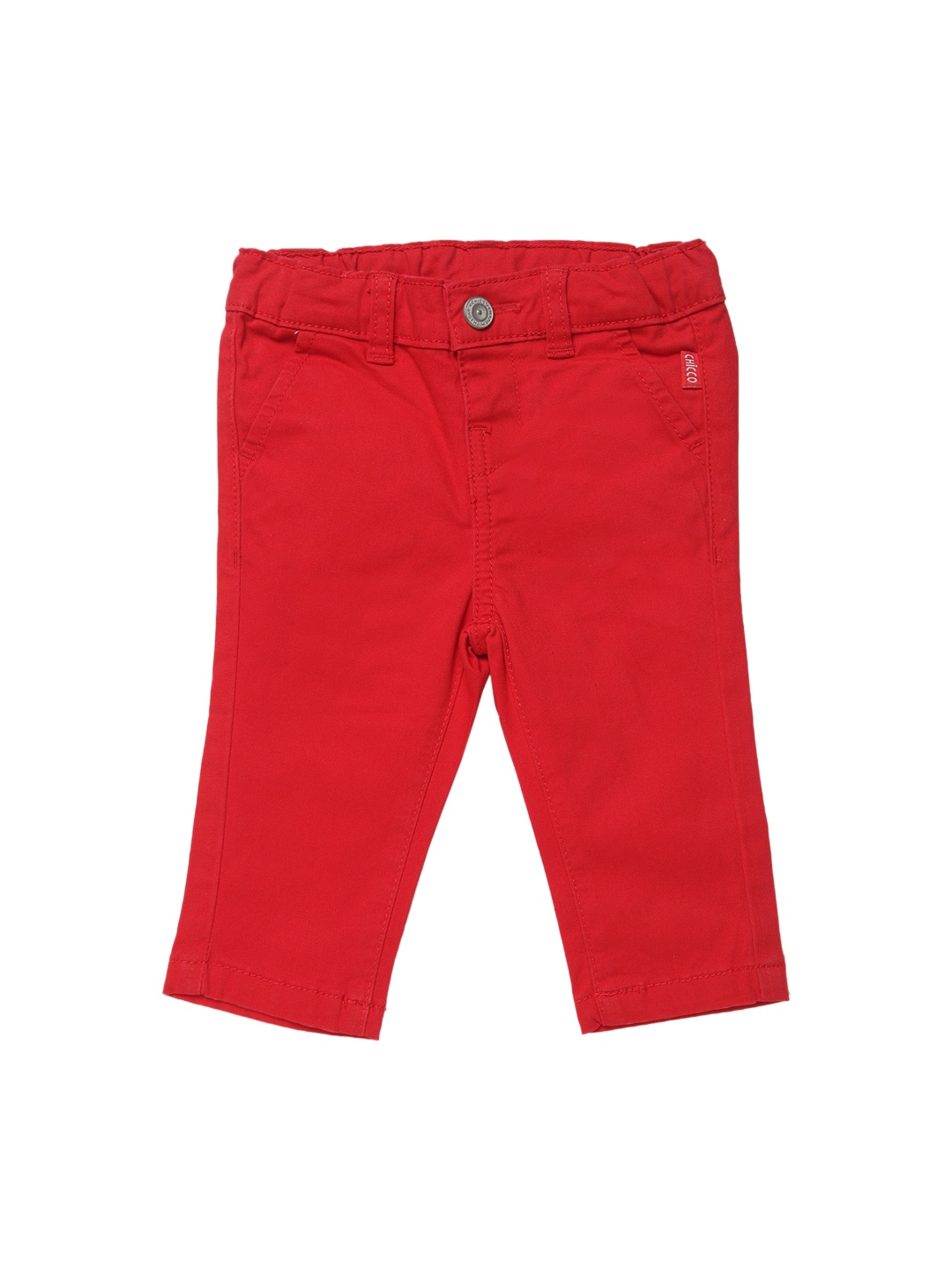 

Chicco Boys Red Regular Fit Solid Regular Trousers