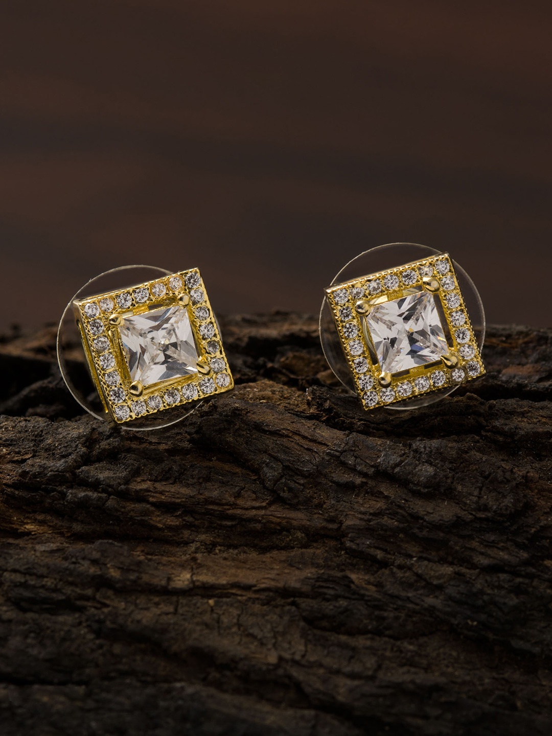 

E2O White & Gold-Plated Square Studs