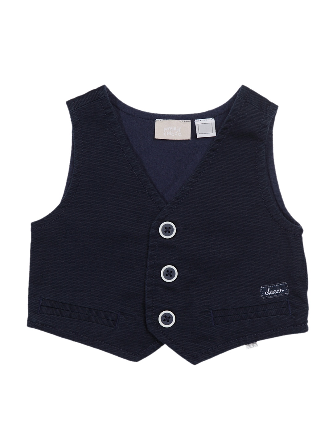 

Chicco Boys Navy Blue Solid Waistcoat
