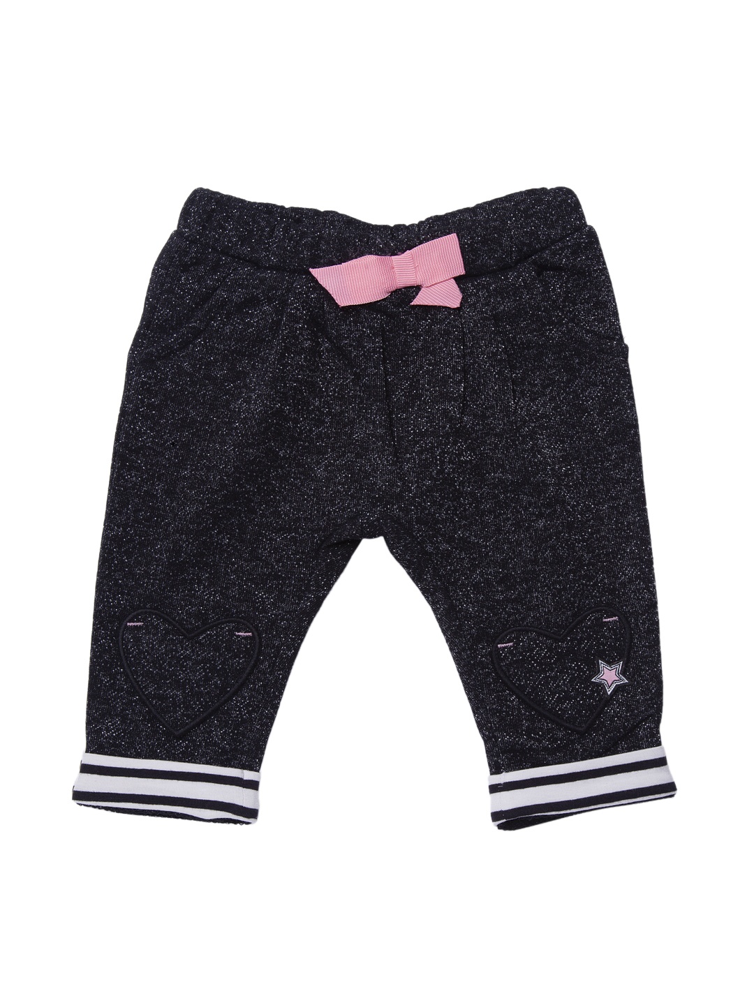 

Chicco Girls Black & White Regular Fit Solid Joggers
