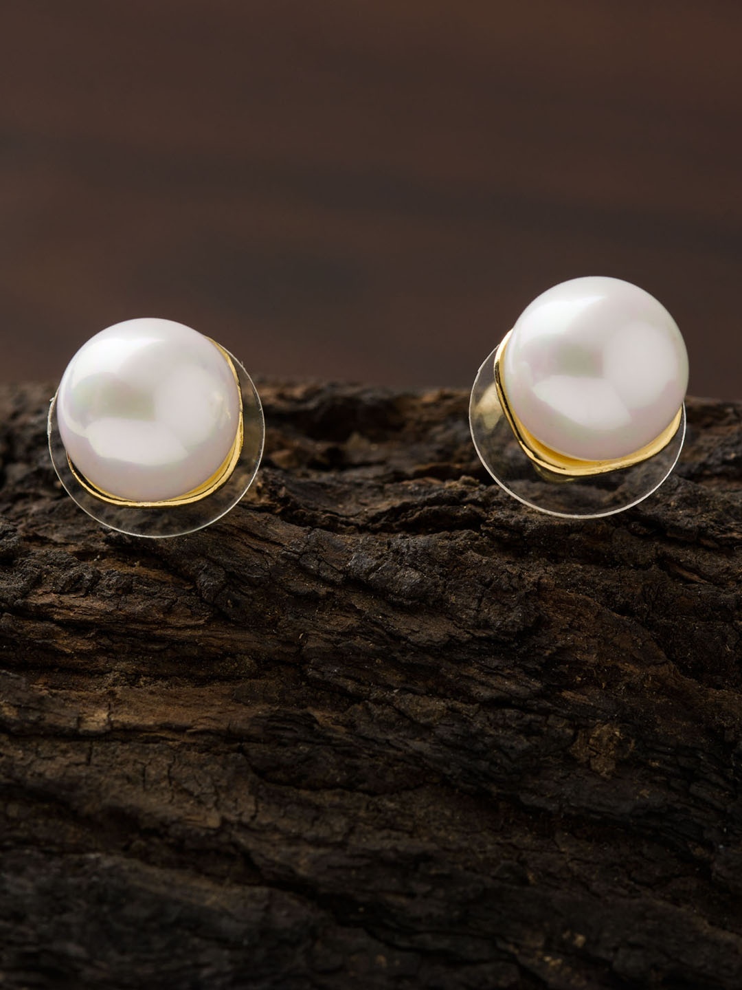

E2O White & Gold-Plated Circular Studs