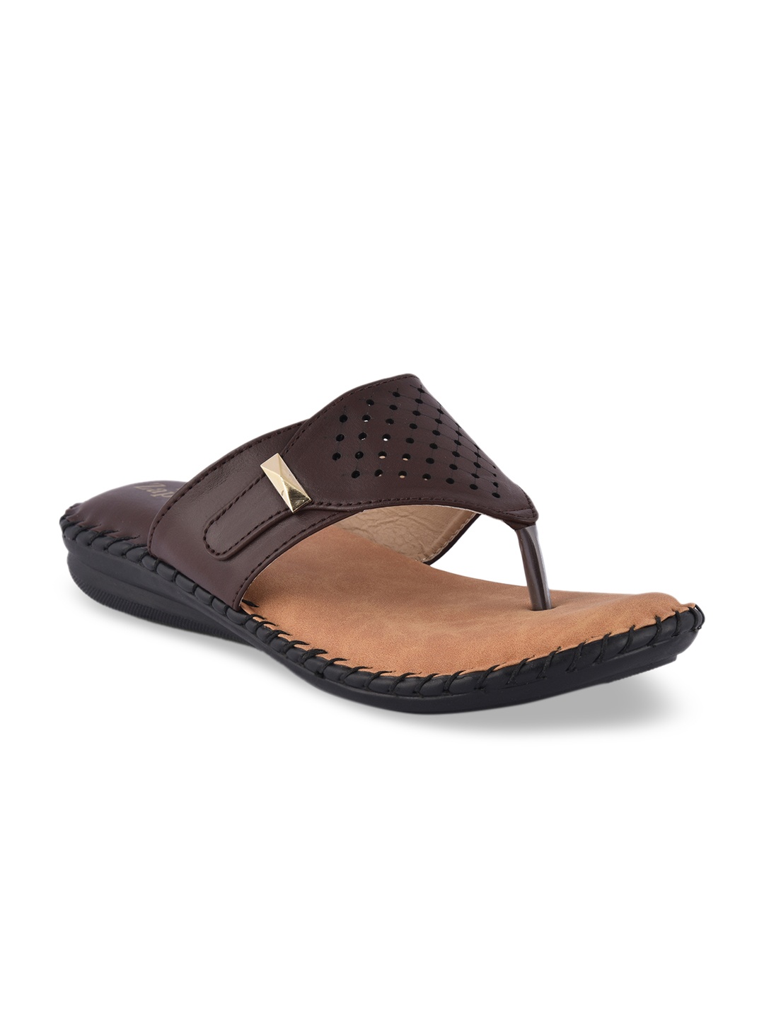

ZAPATOZ Women Brown Woven Design Open Toe Flats