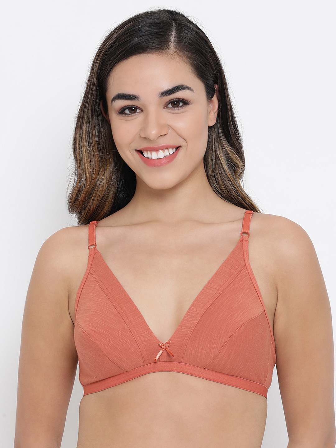 

Clovia Orange Self Design Non-Wired Non Padded Everyday Bra BR1595T1632B