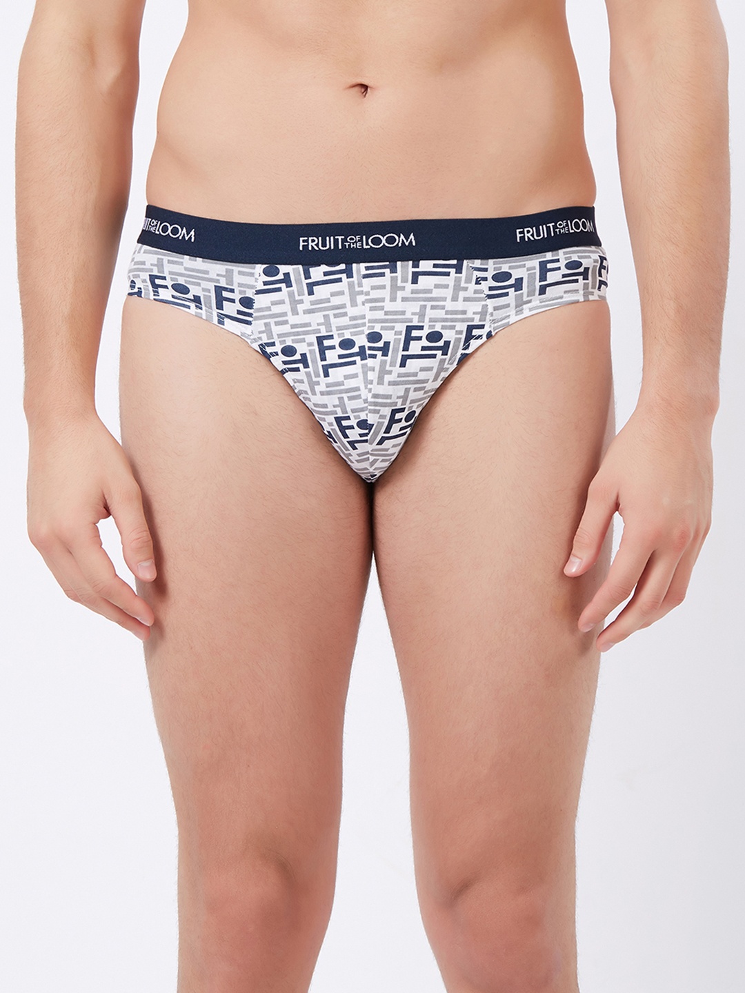 

Fruit of the loom Men White & Blue Printed Hip Briefs MHB13-A1P2