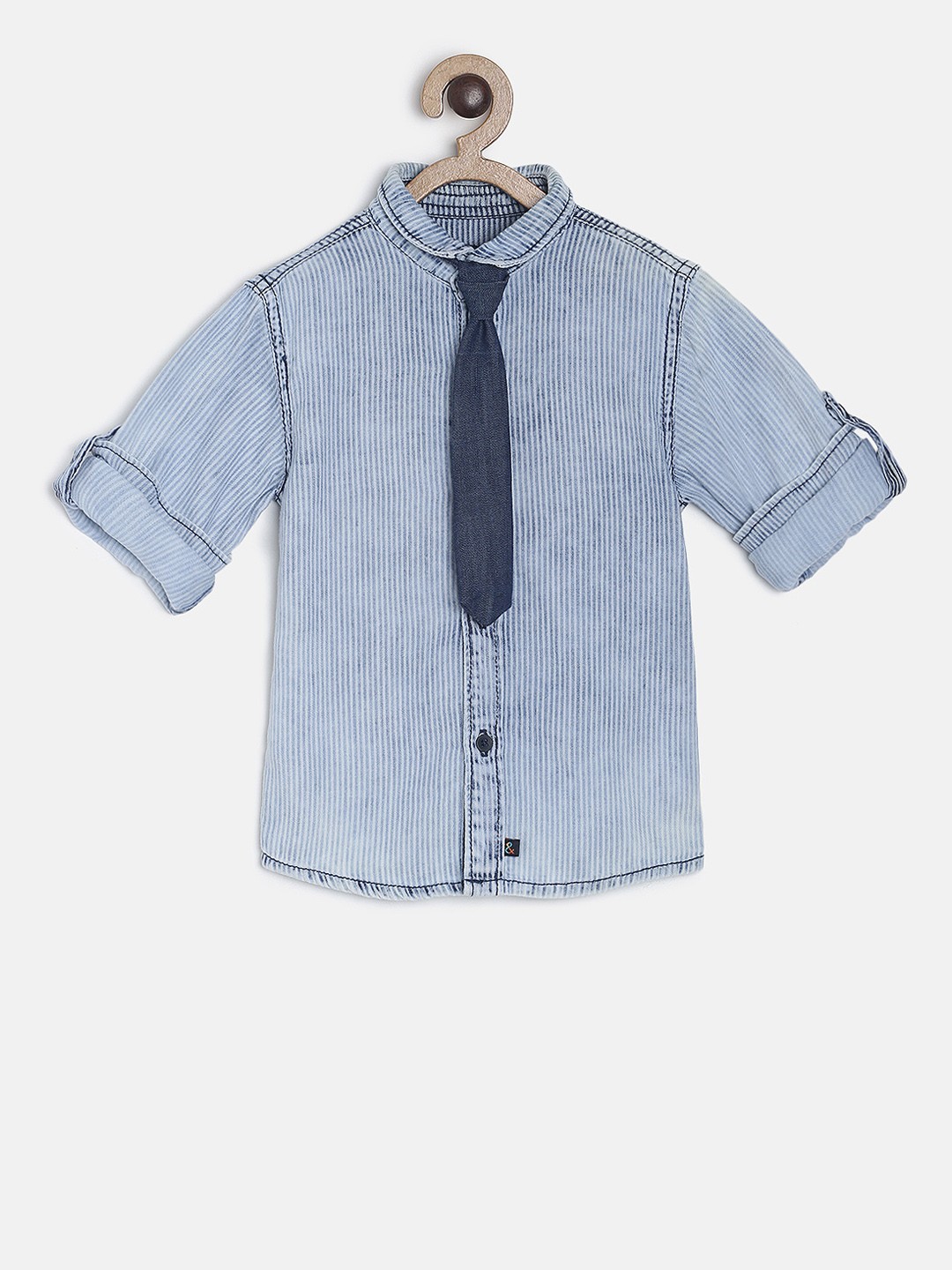 

TALES & STORIES Boys Blue Regular Fit Striped Casual Shirt