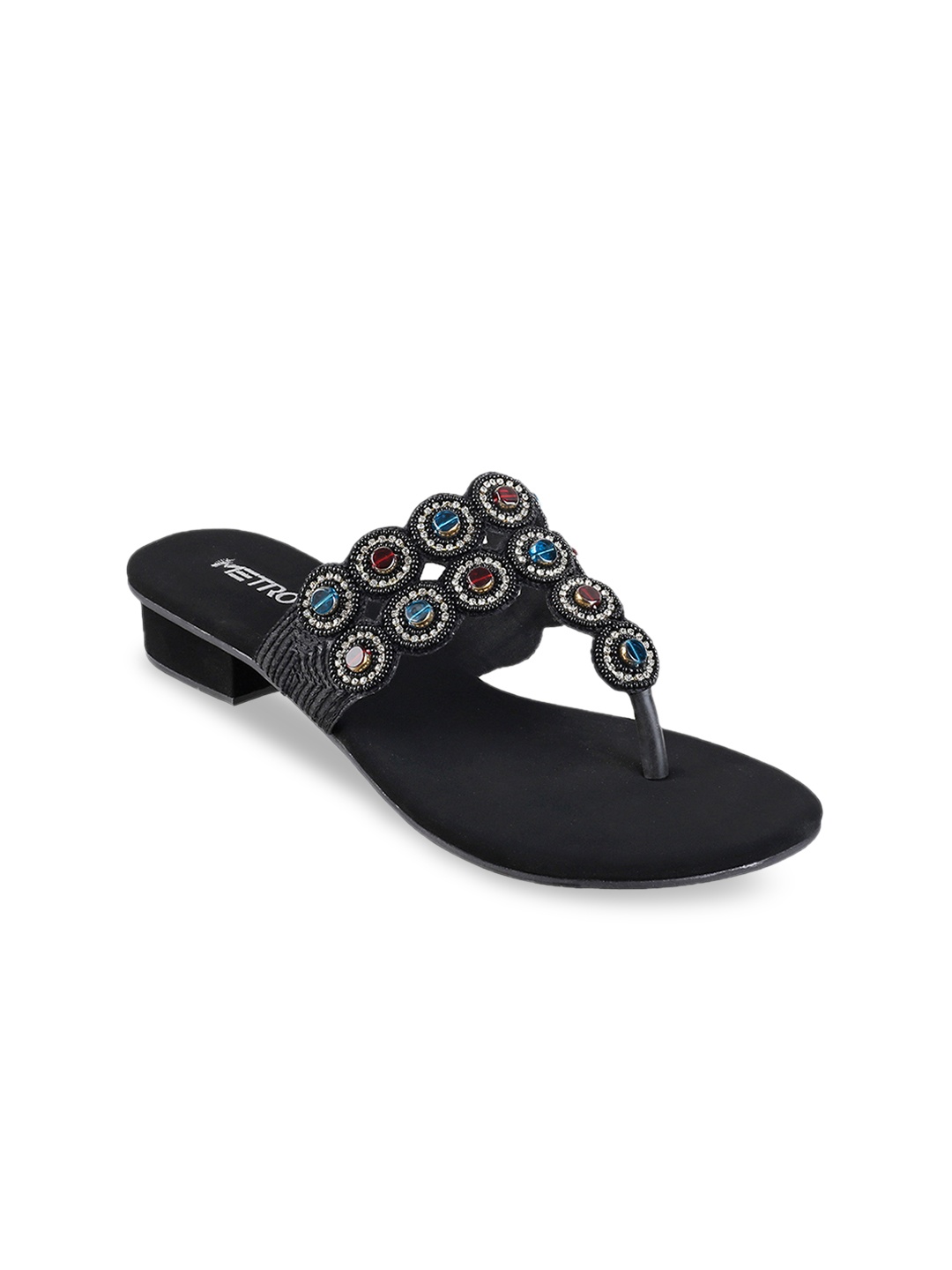 Metro Women Black Embellished Heels