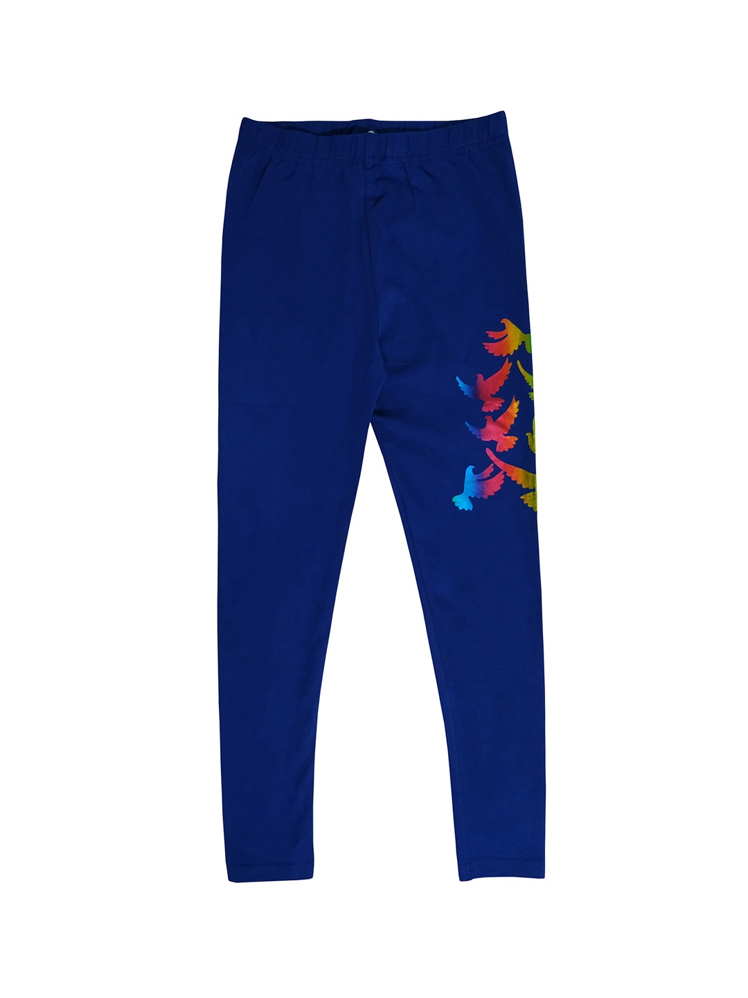

KiddoPanti Girls Blue Sparrow Side Printed Ankle-Length Leggings