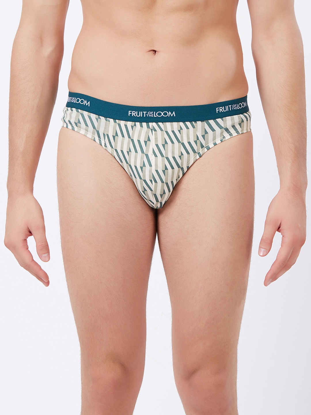 

Fruit of the loom Men Beige & Green Printed Hip Briefs MHB13-A1P1