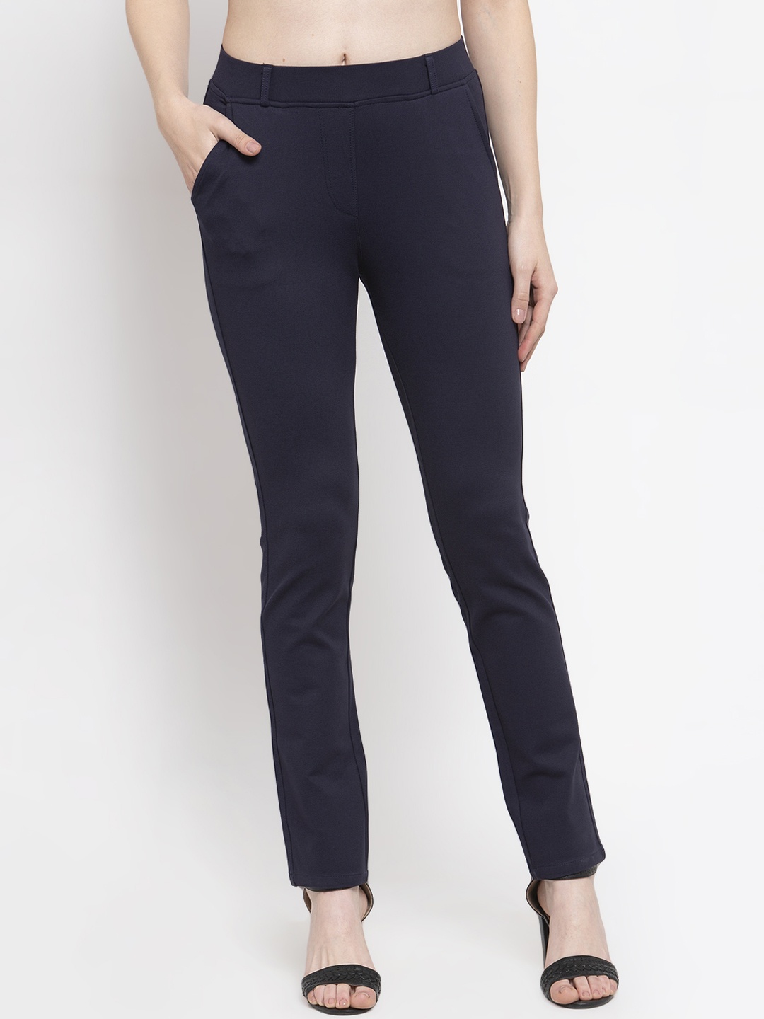 

Westwood Women Navy Blue Solid Slim-Fit Treggings