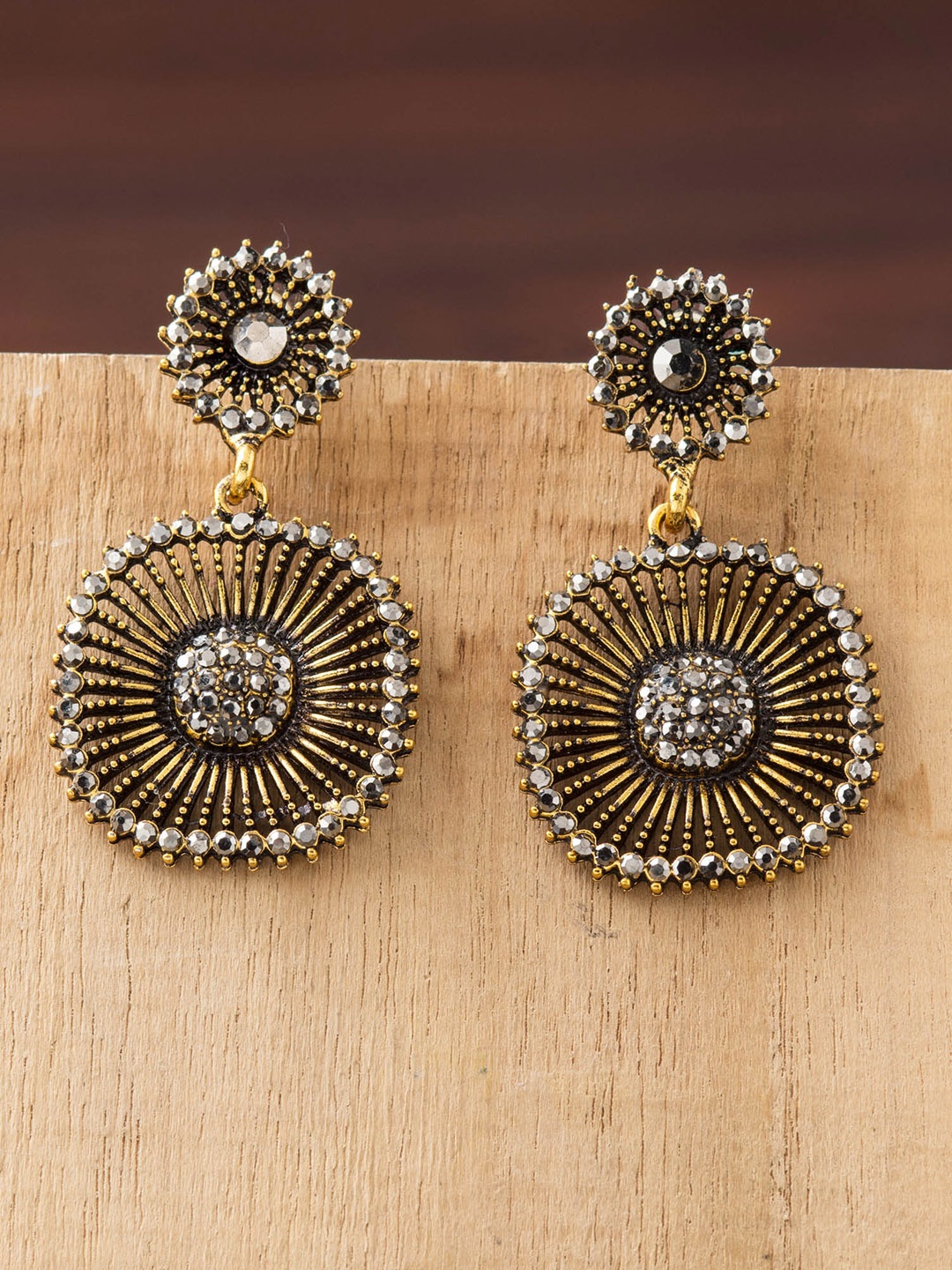 

E2O Silver-Plated & Gold-Toned Oval Drop Earrings