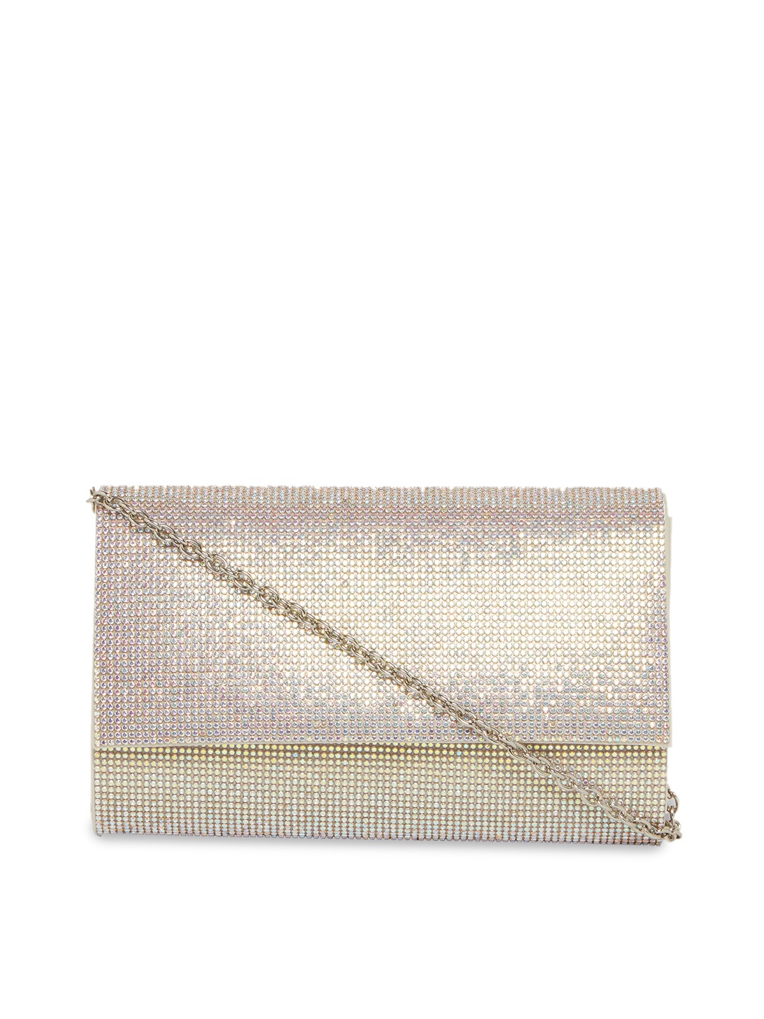

ALDO Women Silver-Toned Self Design Envelope Clutch