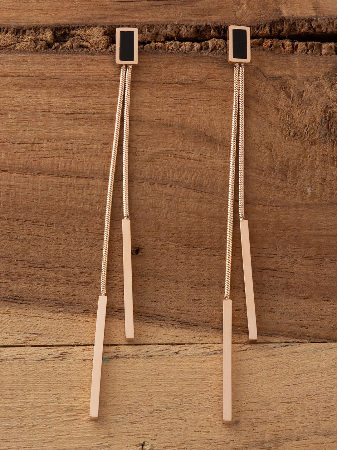 

E2O Rose Gold-Plated Contemporary Drop Earrings