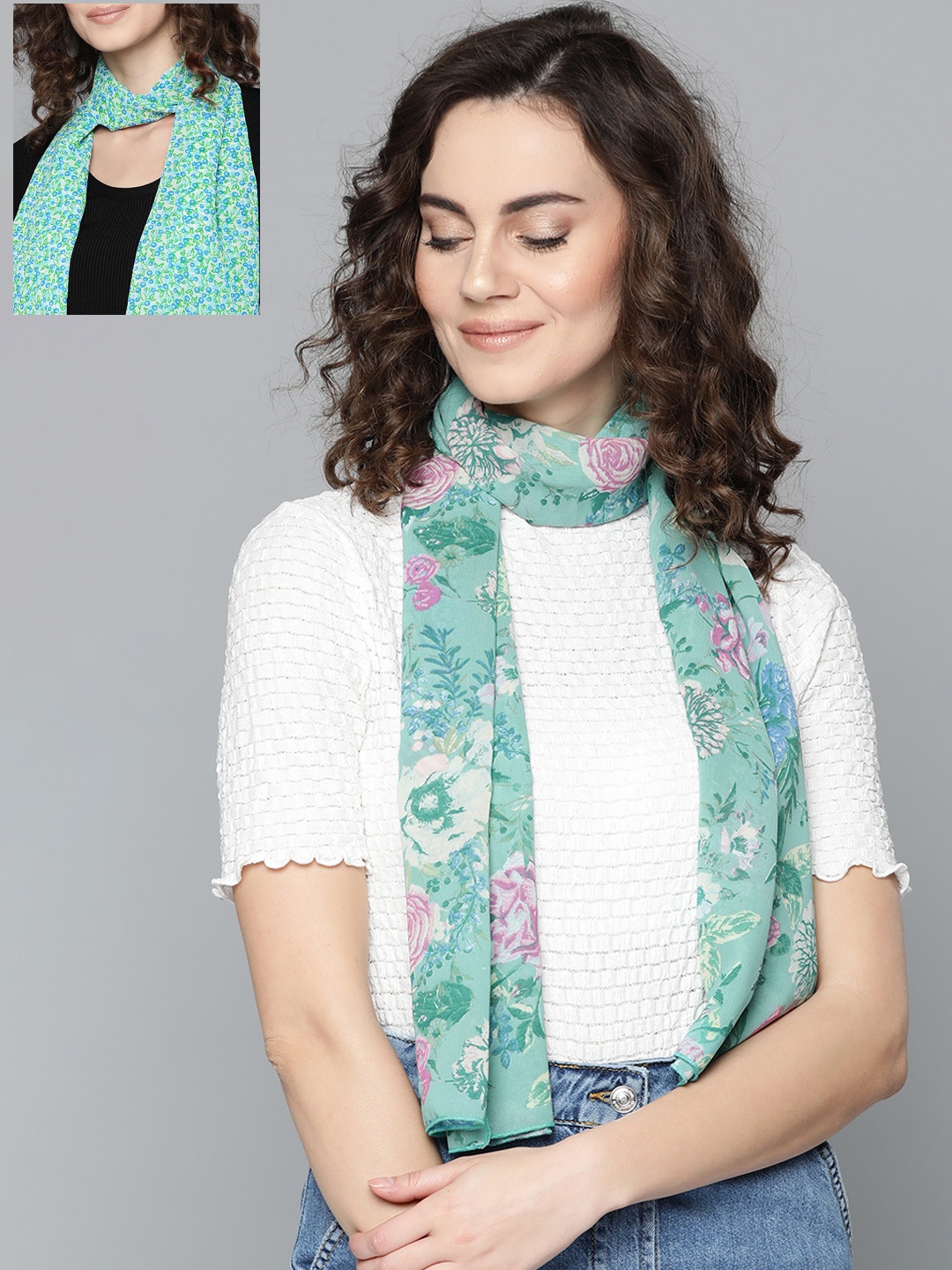 

Trend Arrest Women Set Of 2 Sea Green Printed Scarf