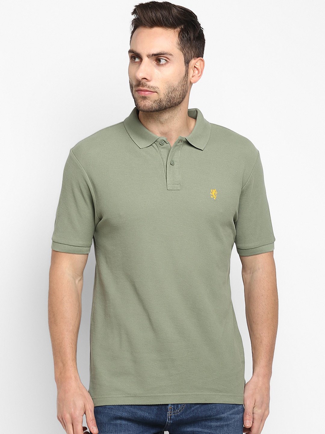 

Red Tape Men Olive Green Solid Polo Collar T-shirt