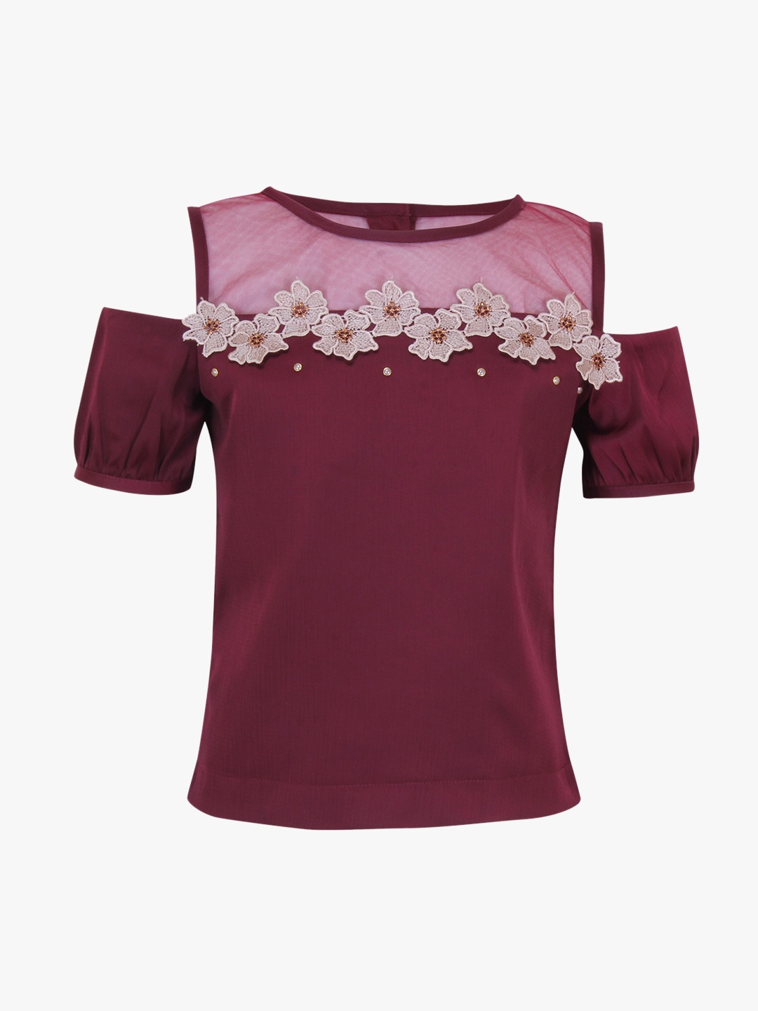

CUTECUMBER Girls Maroon Solid Top