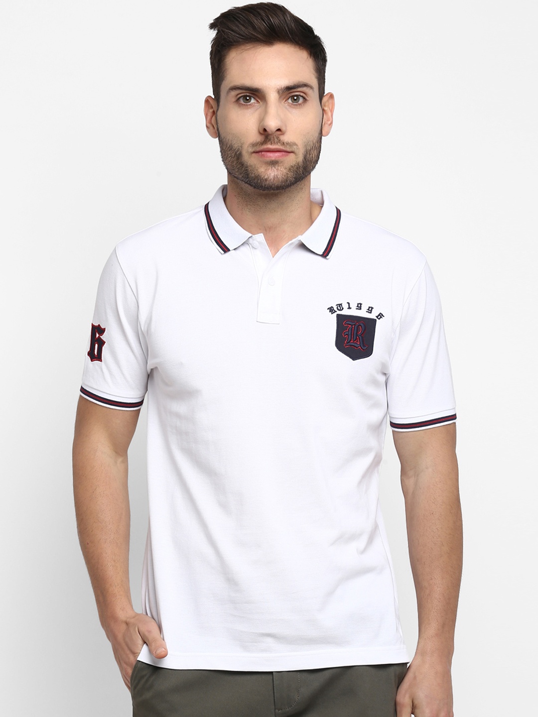 

Red Tape Men White Solid Polo Collar T-shirt