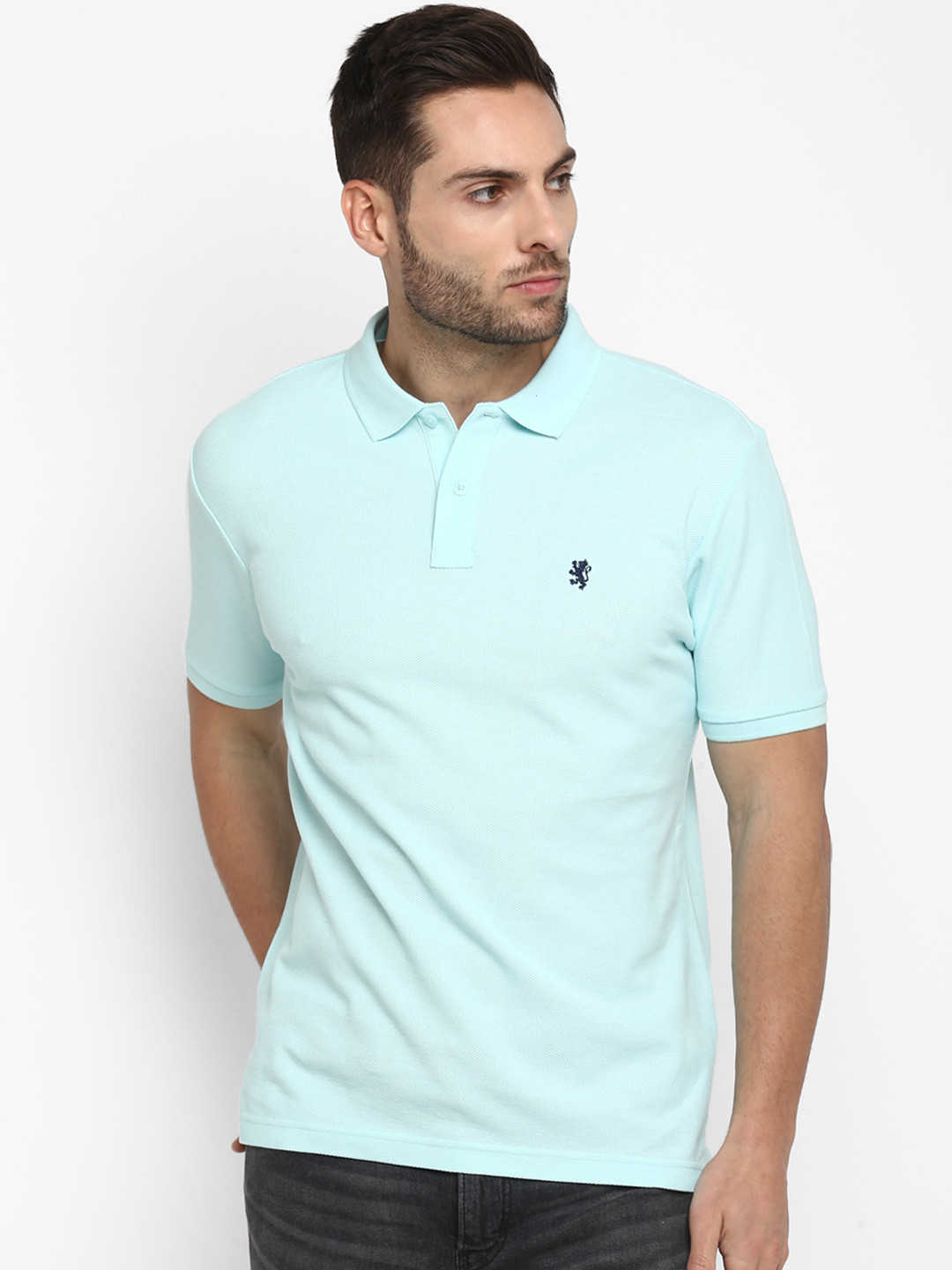 

Red Tape Men Blue Self Design Polo Collar T-shirt