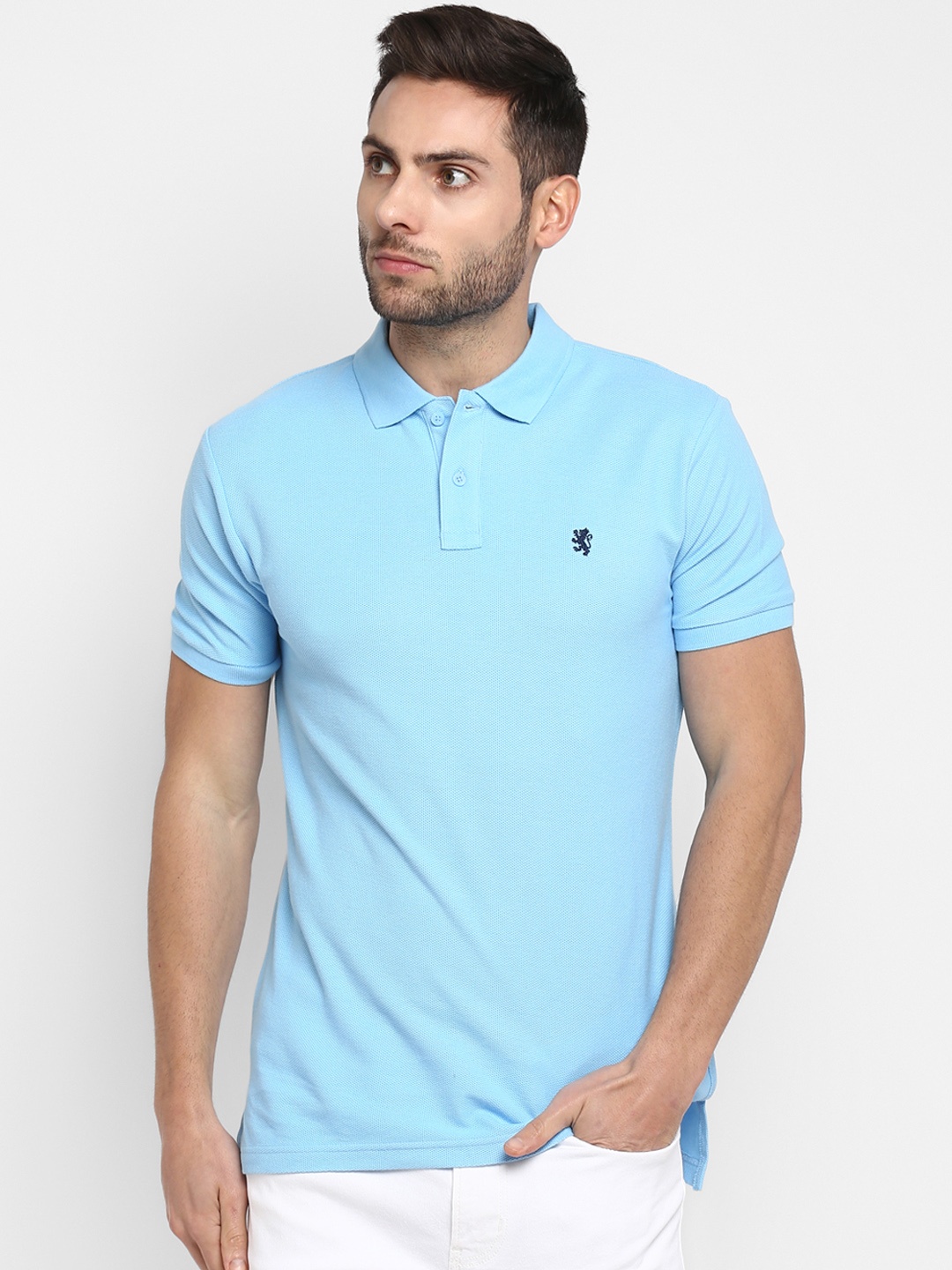 

Red Tape Men Blue Solid Polo Collar T-shirt
