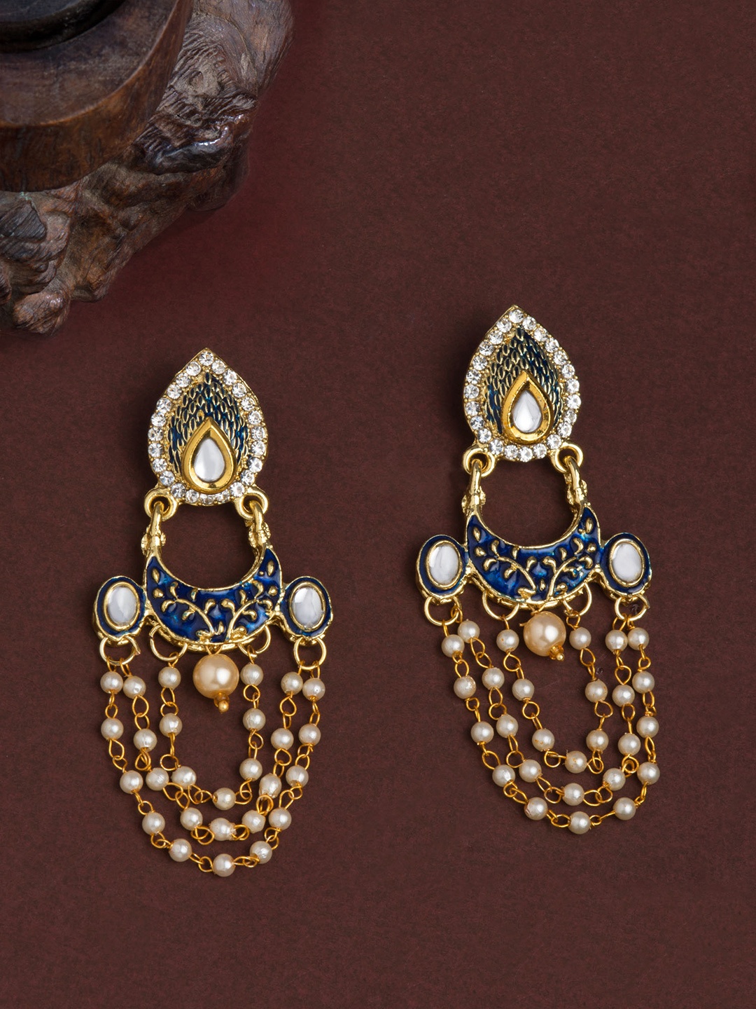 

E2O Gold-Plated Contemporary Drop Earrings, Blue