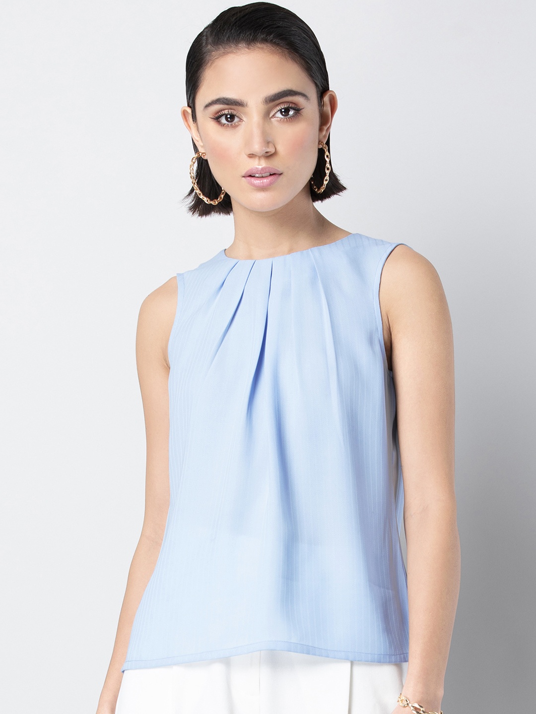 

FabAlley Women Blue Solid Top
