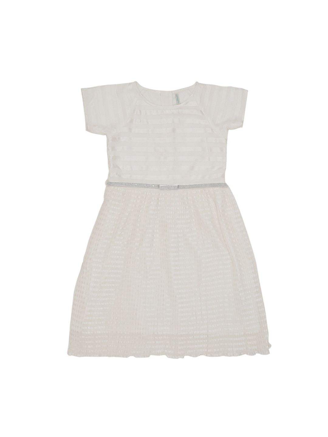 

Pantaloons Junior Girls Off-White Striped Fit and Flare Dress