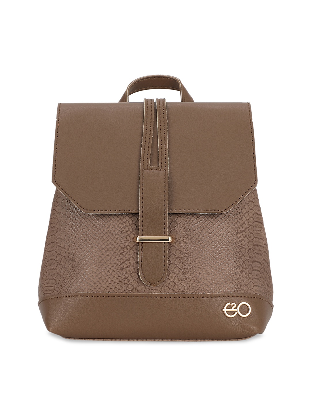 

E2O Women Brown Snake Skin Textured Backpack