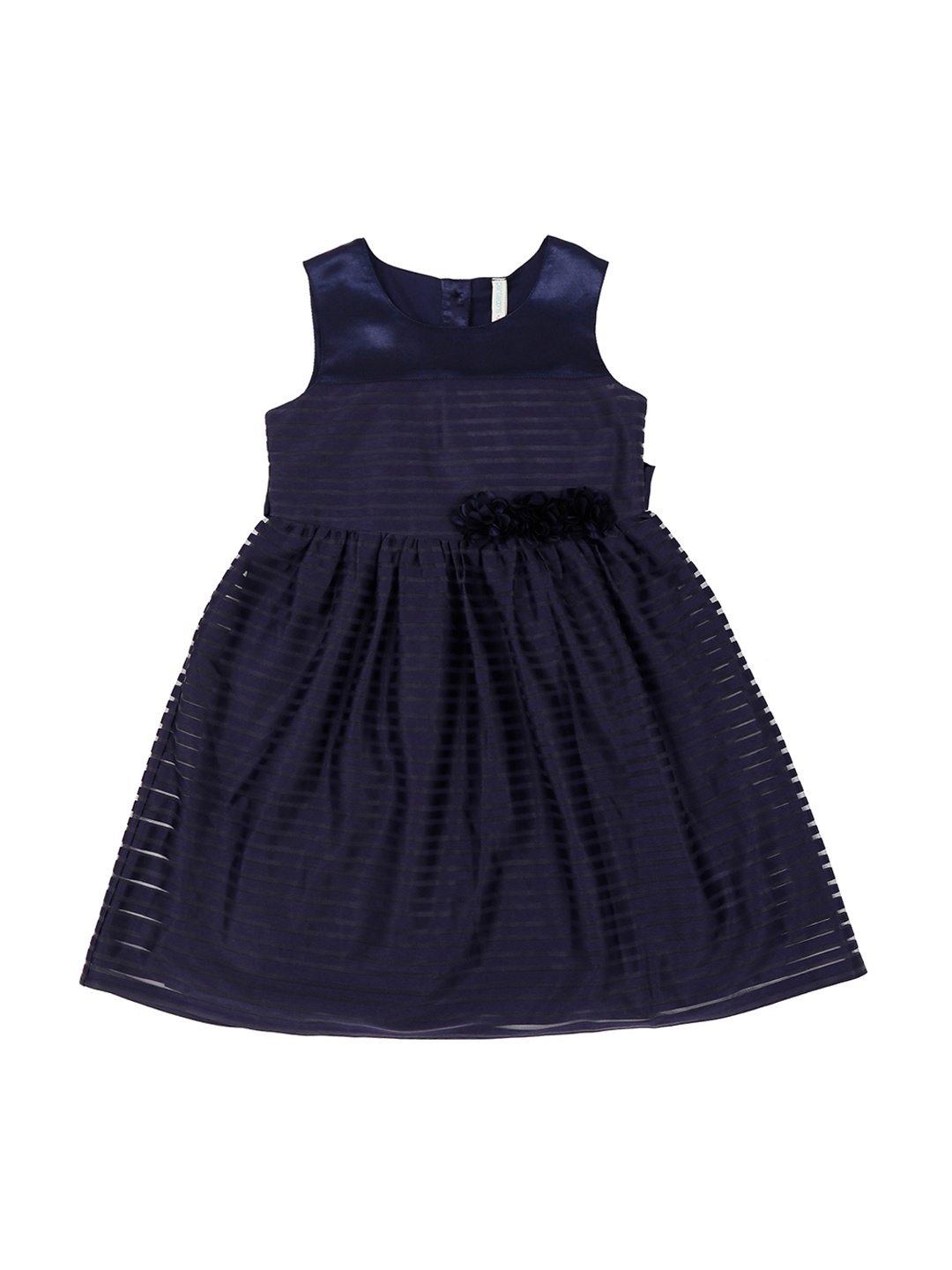 

Pantaloons Junior Girls Navy Blue Striped Fit and Flare Dress