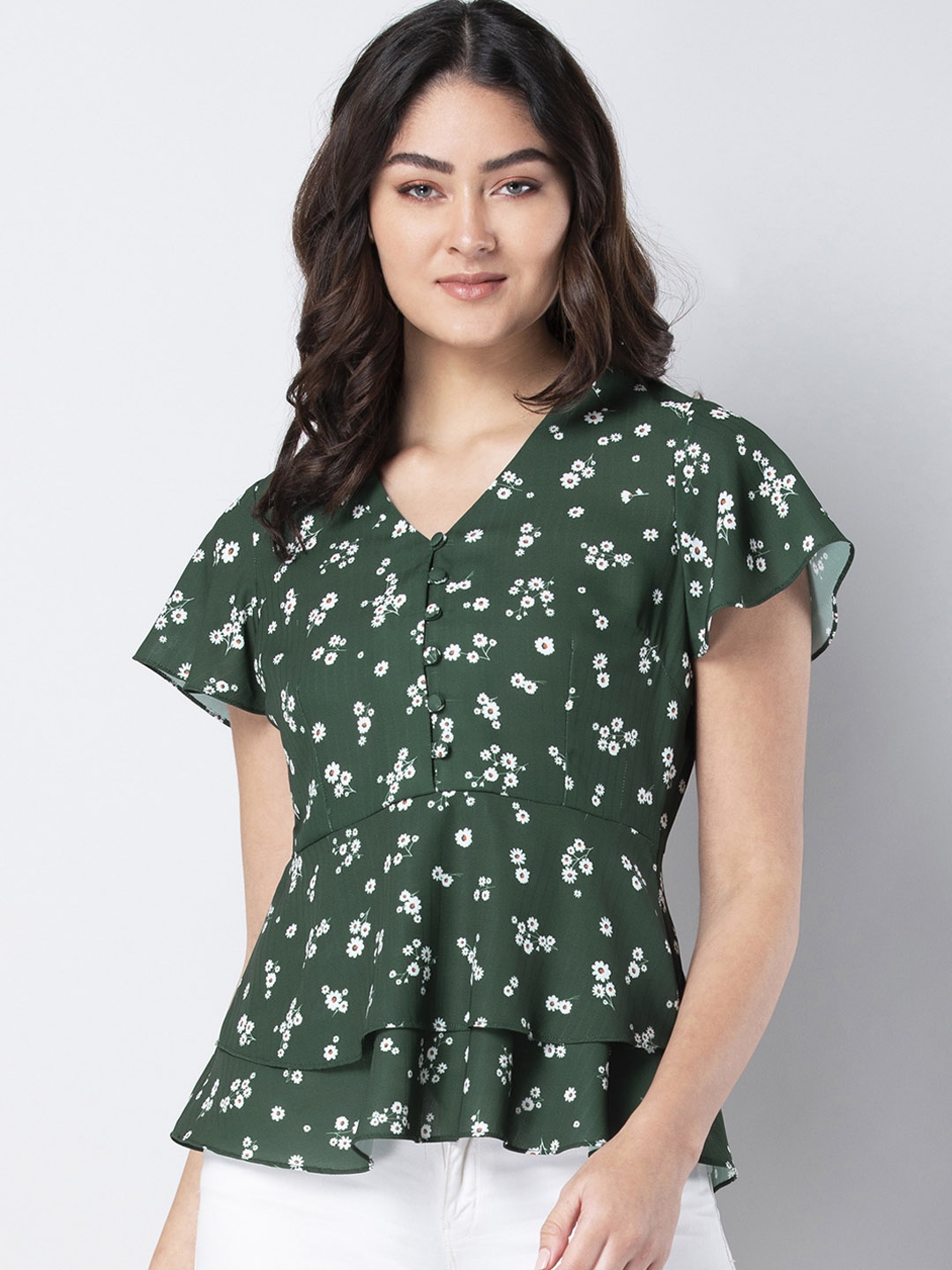

FabAlley Women Green Printed Top