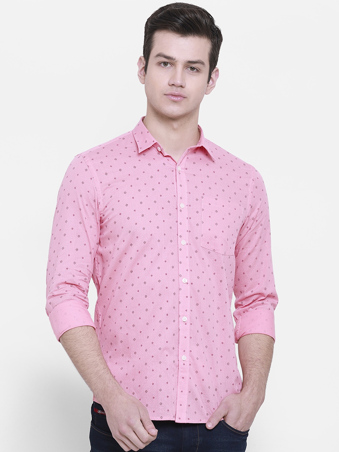 

cape canary Men Pink Regular Fit Printed Casual Shirt