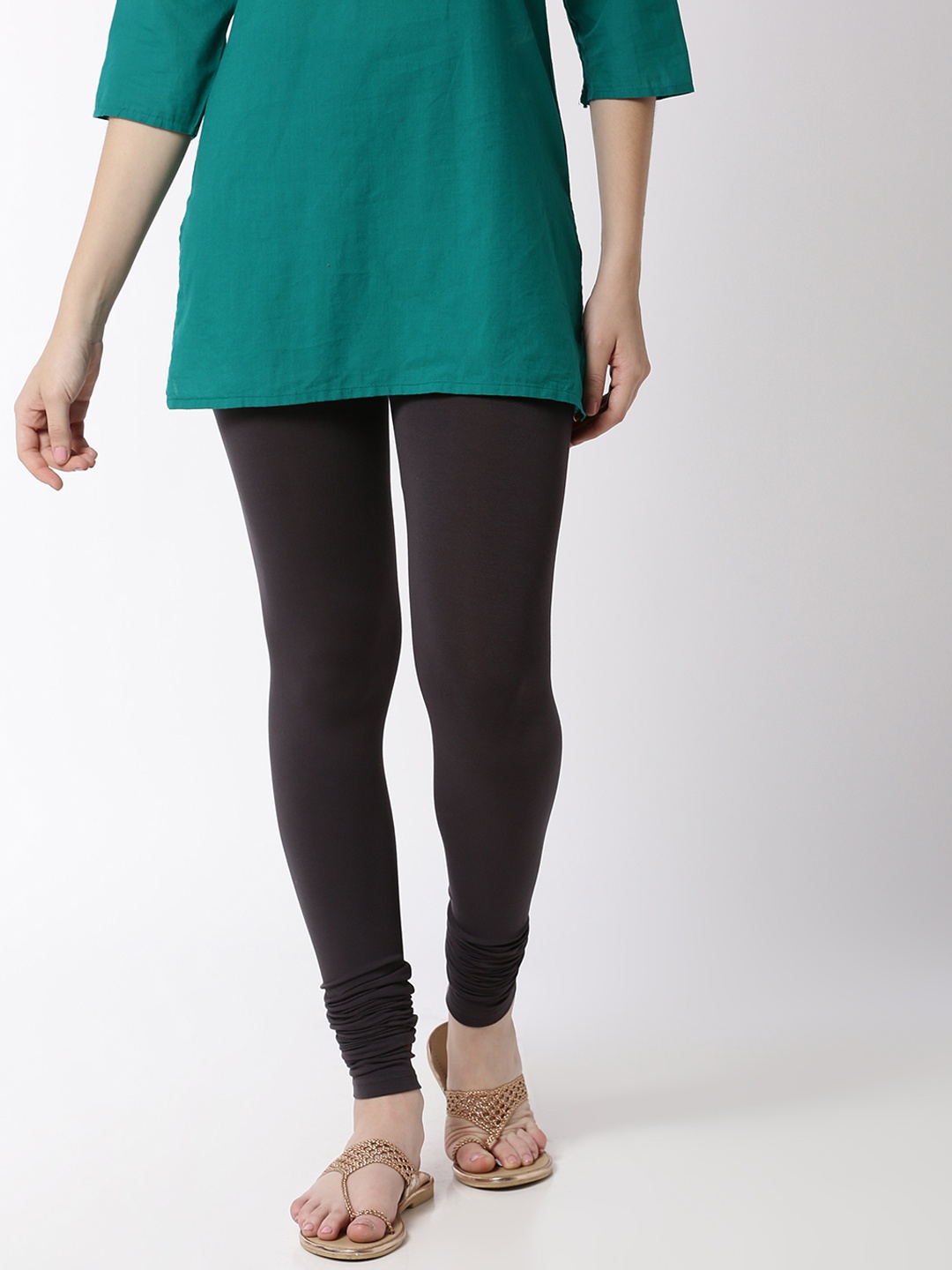 

De Moza Women Grey Solid Churidar-Length Leggings