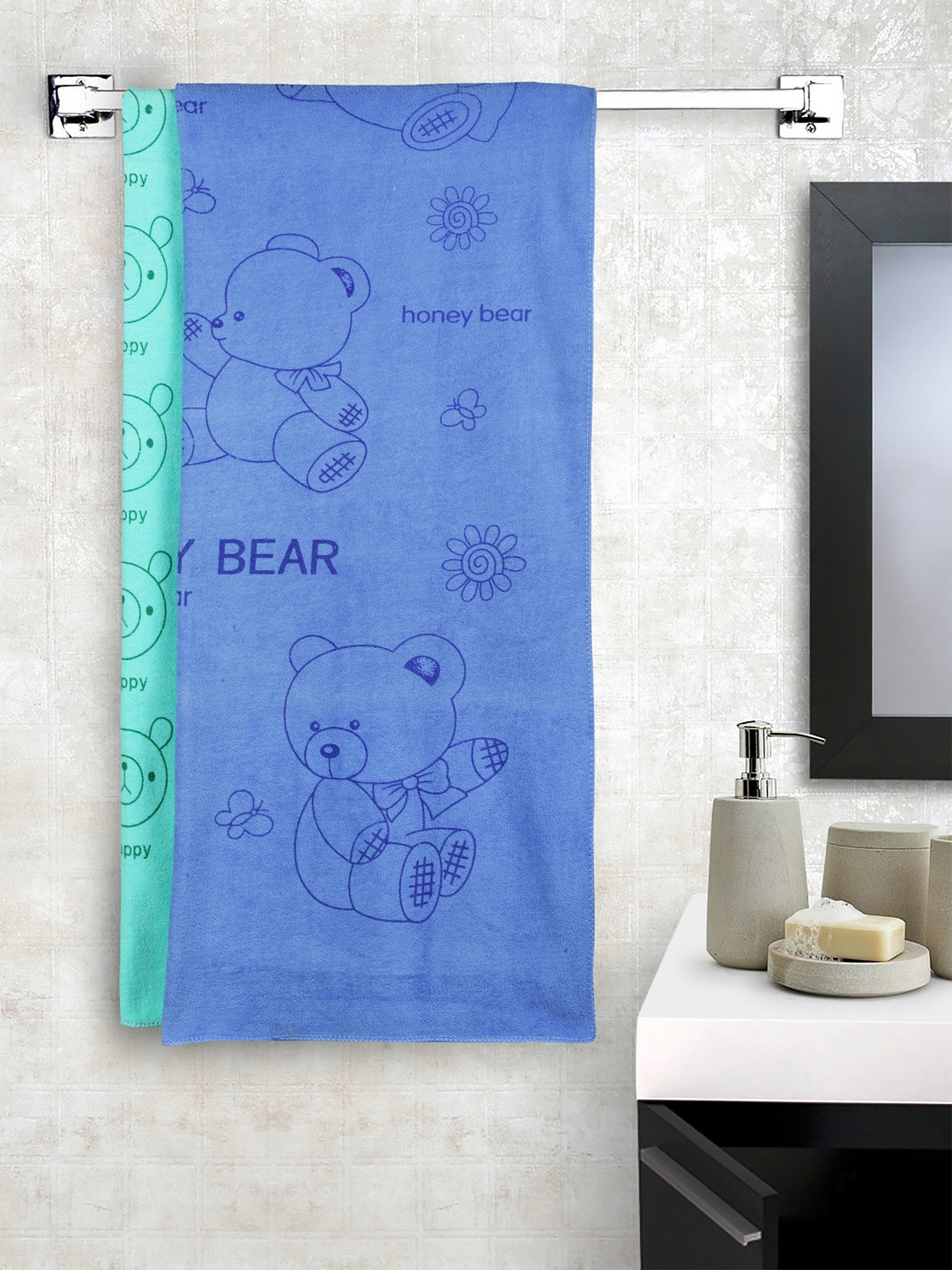

Cortina Unisex Set of 2 Printed 300 GSM Bath Towels, Sea green