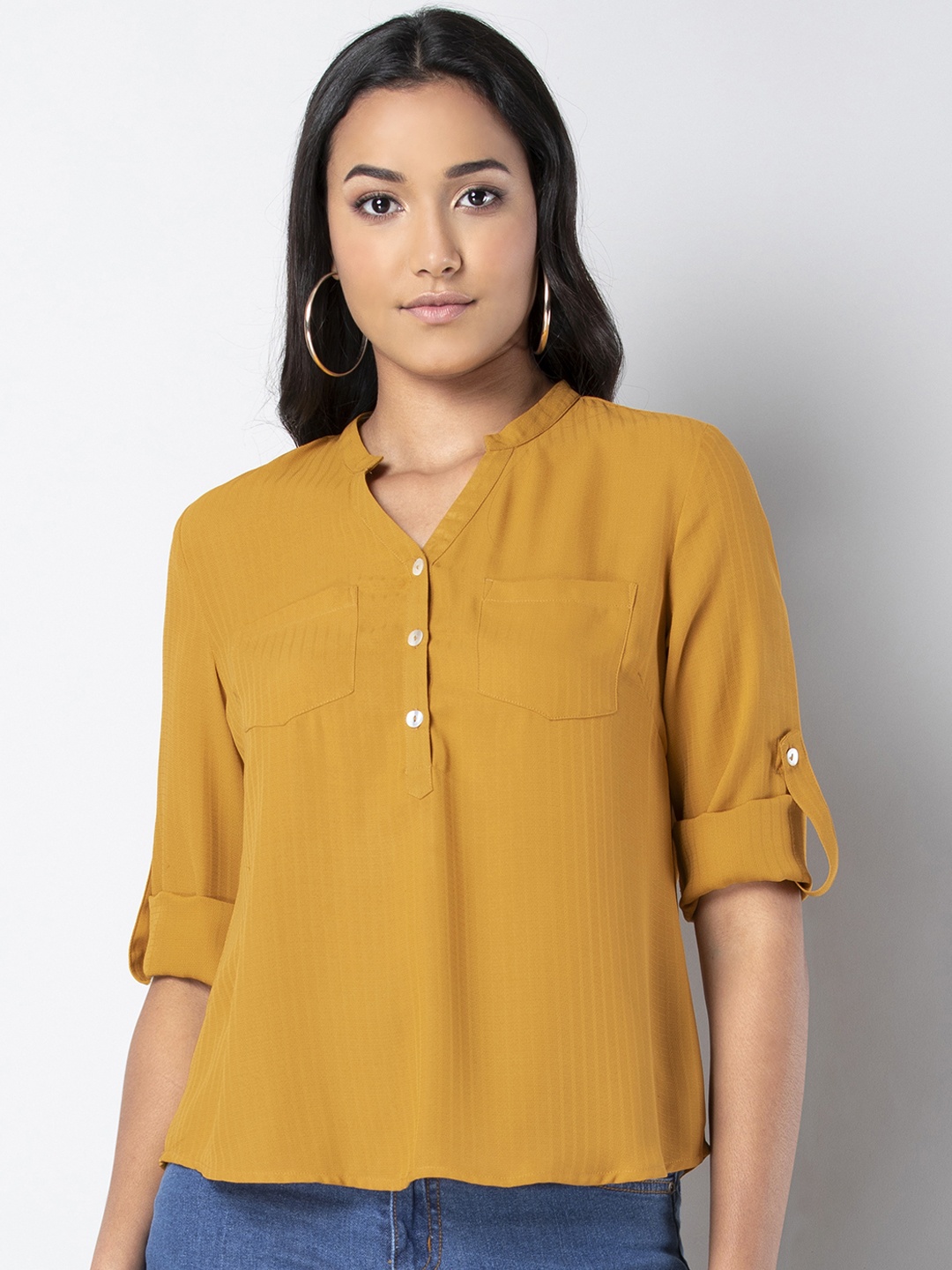 

FabAlley Women Yellow Solid Top
