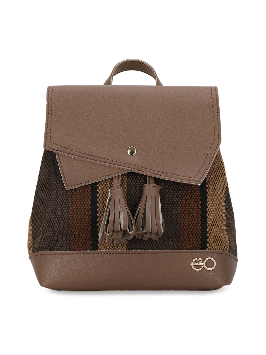 

E2O Women Brown Textured Backpack