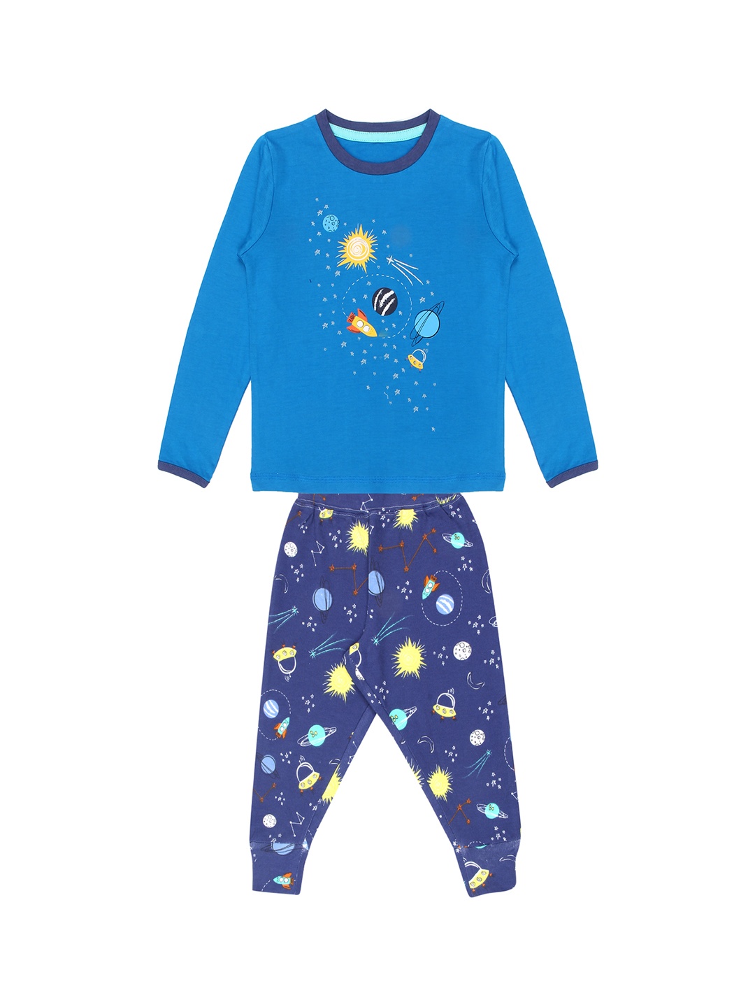 

Nap Chief Kids Blue & Yellow Printed Night Suit