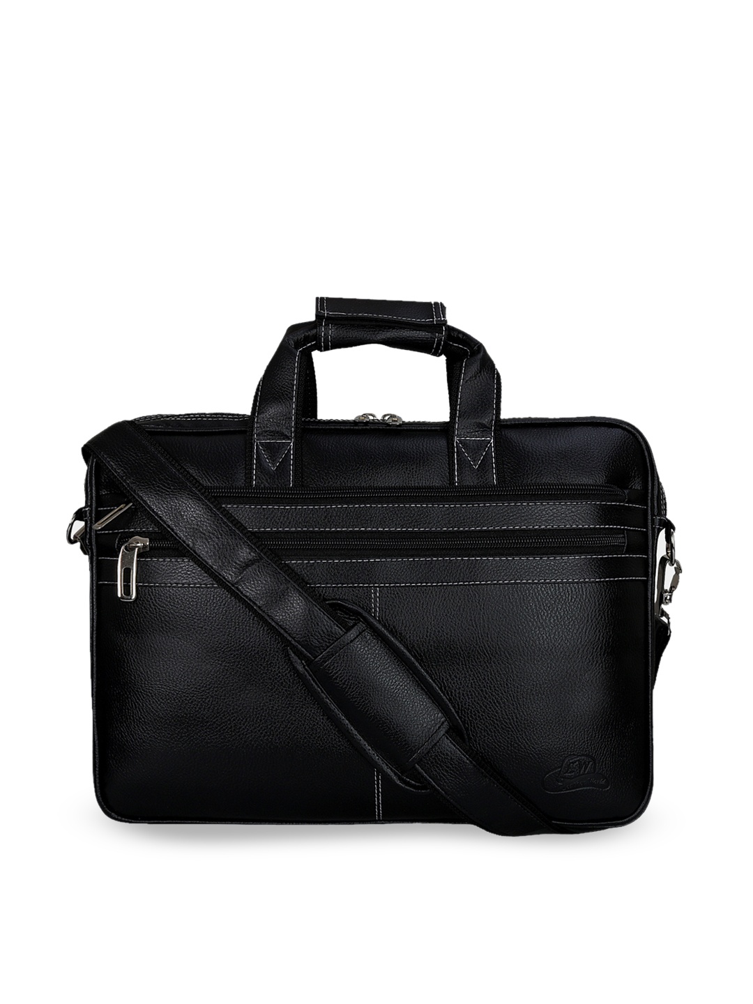 

Leather World Unisex Black Textured Laptop Bag