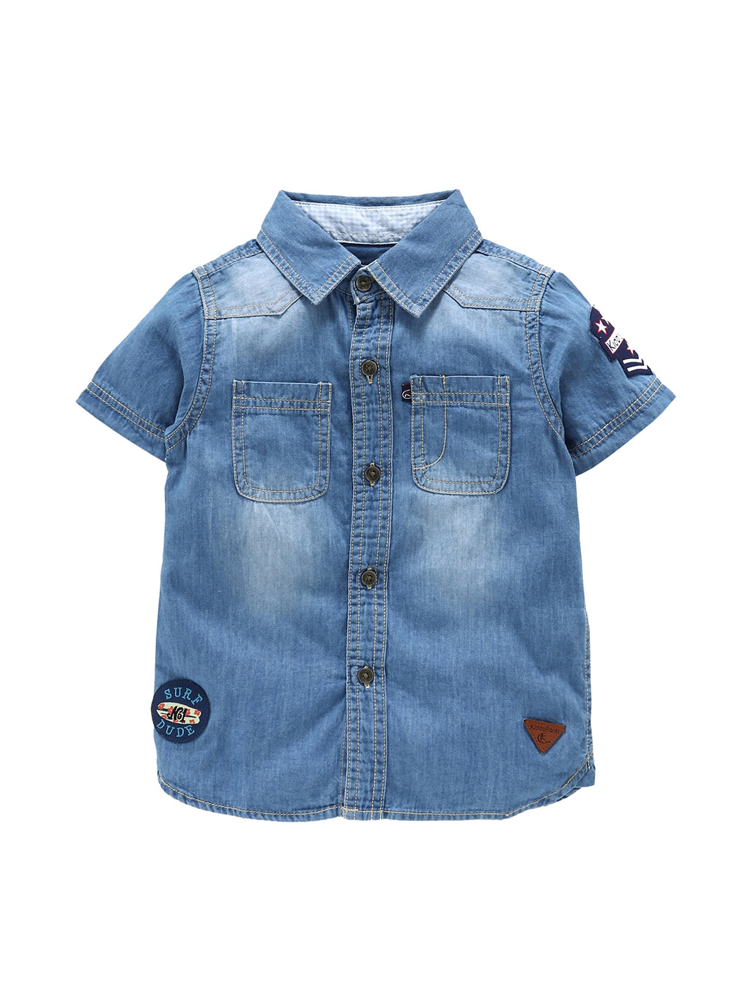 

KiddoPanti Boys Blue Regular Fit Faded Casual Shirt