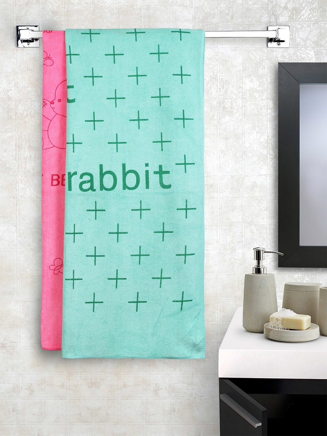 

Cortina Unisex Set of 2 Printed 300 GSM Bath Towels, Pink