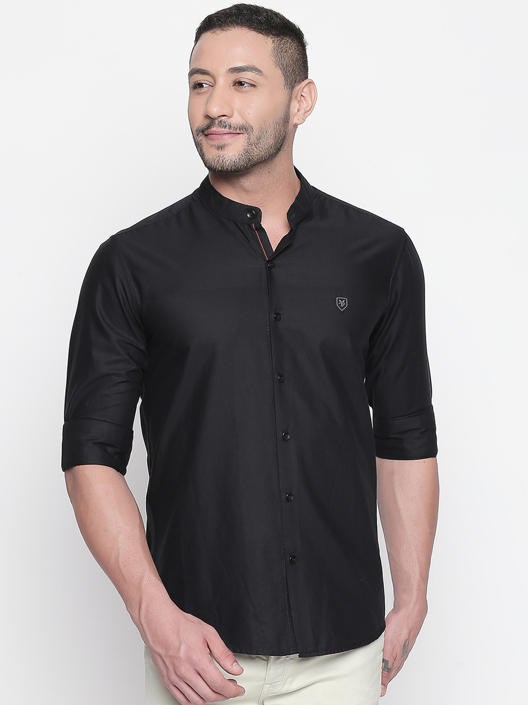 

Mufti Men Black Slim Fit Solid Casual Shirt