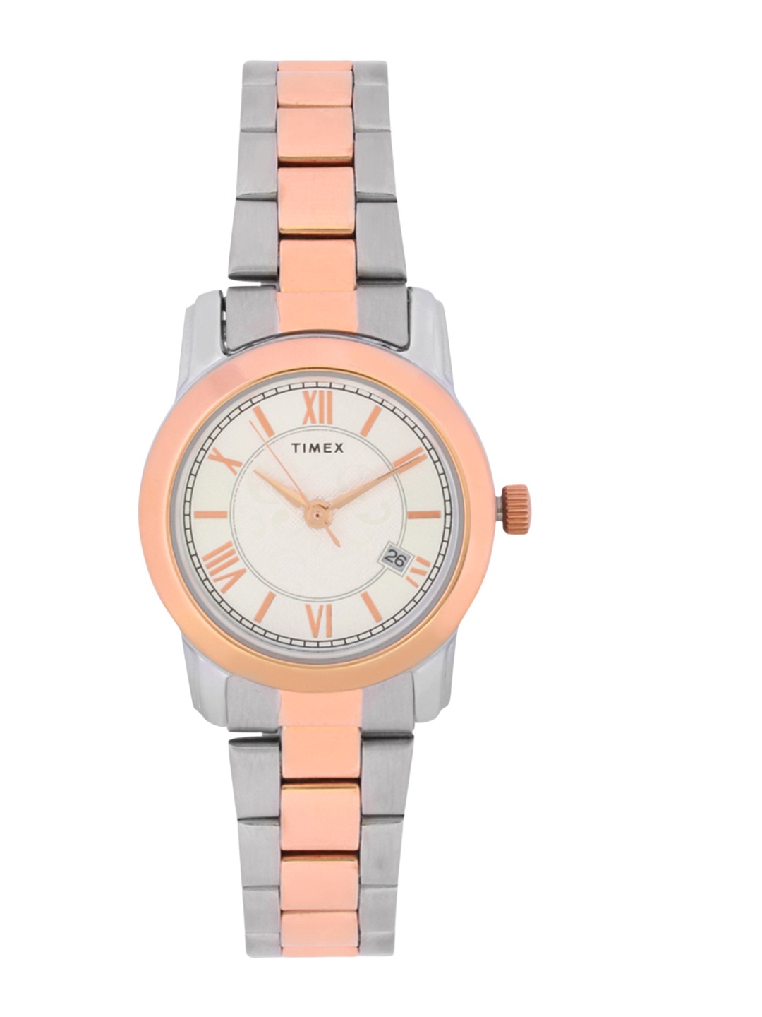 

Timex Women Silver-Toned & Rose Gold Analogue Watch TWEL11509