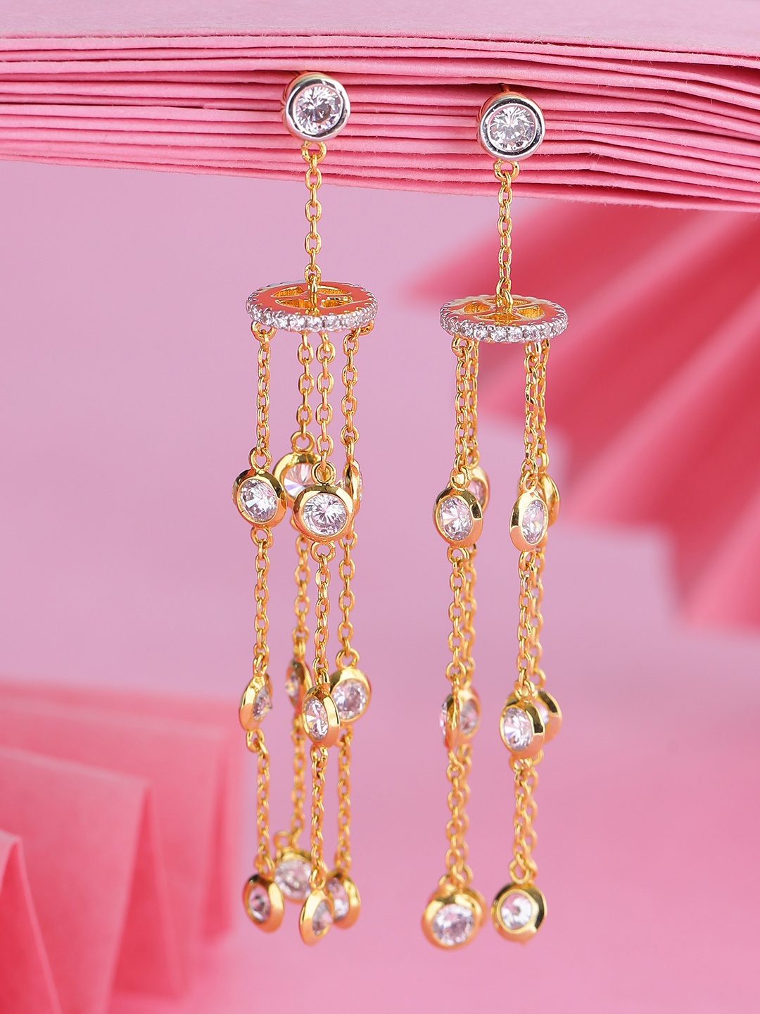 

Tistabene Rose-Gold Plated Contemporary Drop Earrings, White