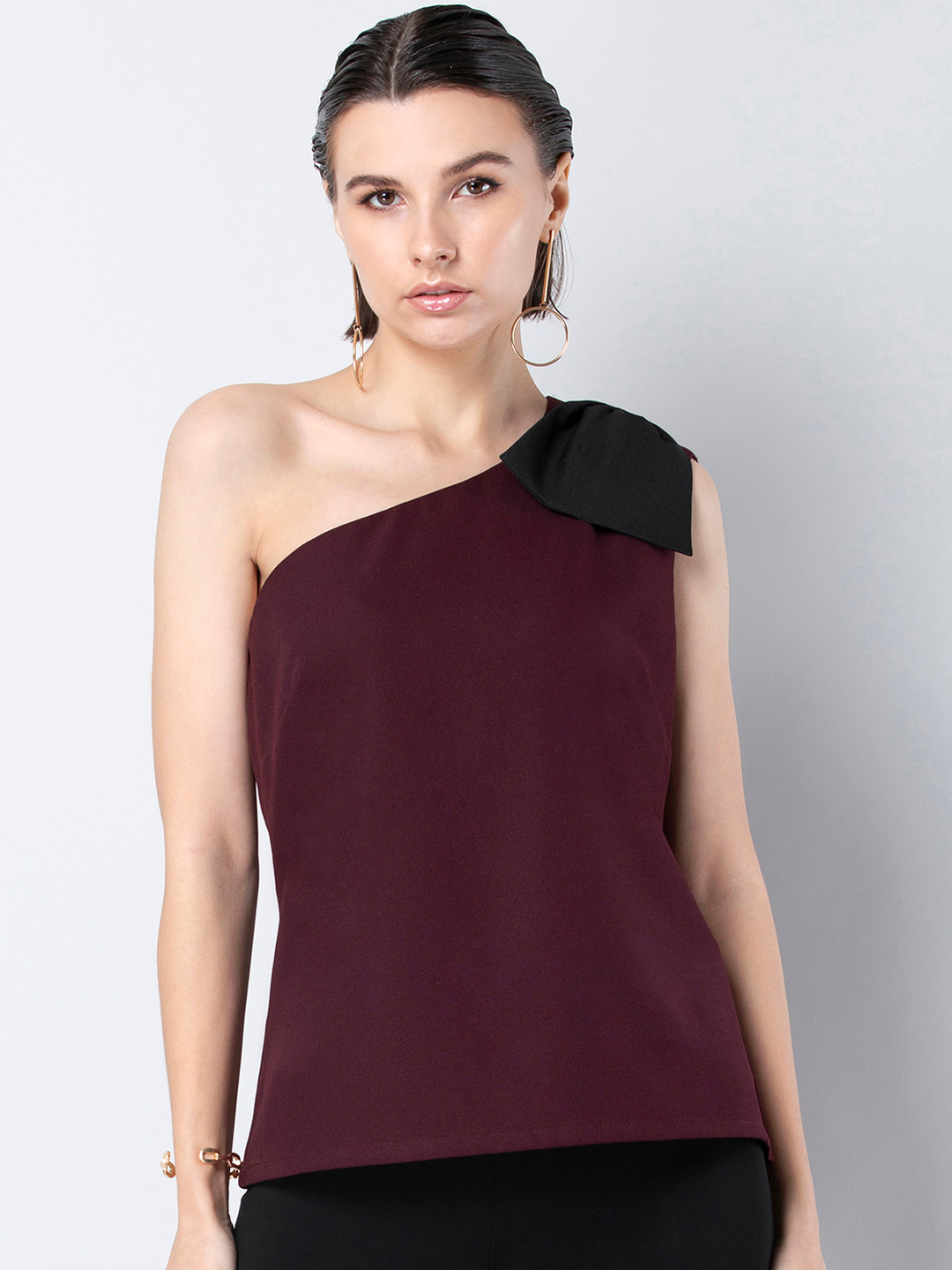 

FabAlley Women Maroon Solid Top