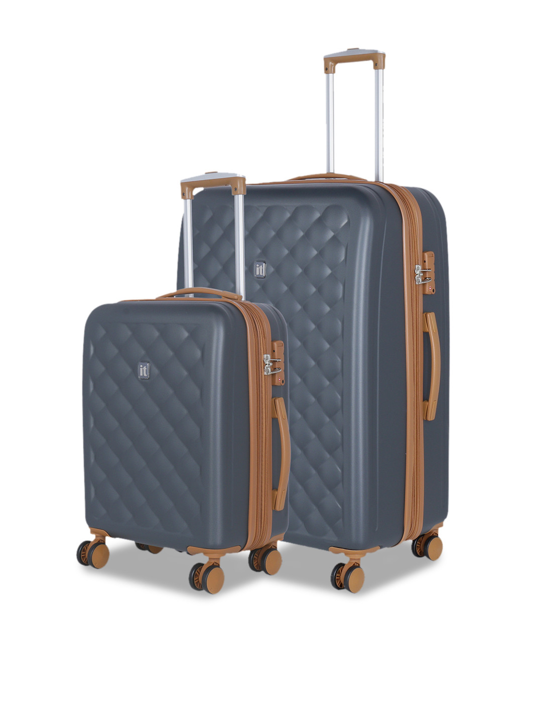 

IT luggage Set Of 2 Grey Cushion-Lux 360-Degree Rotation Hard-Sided Trolley Suitcases