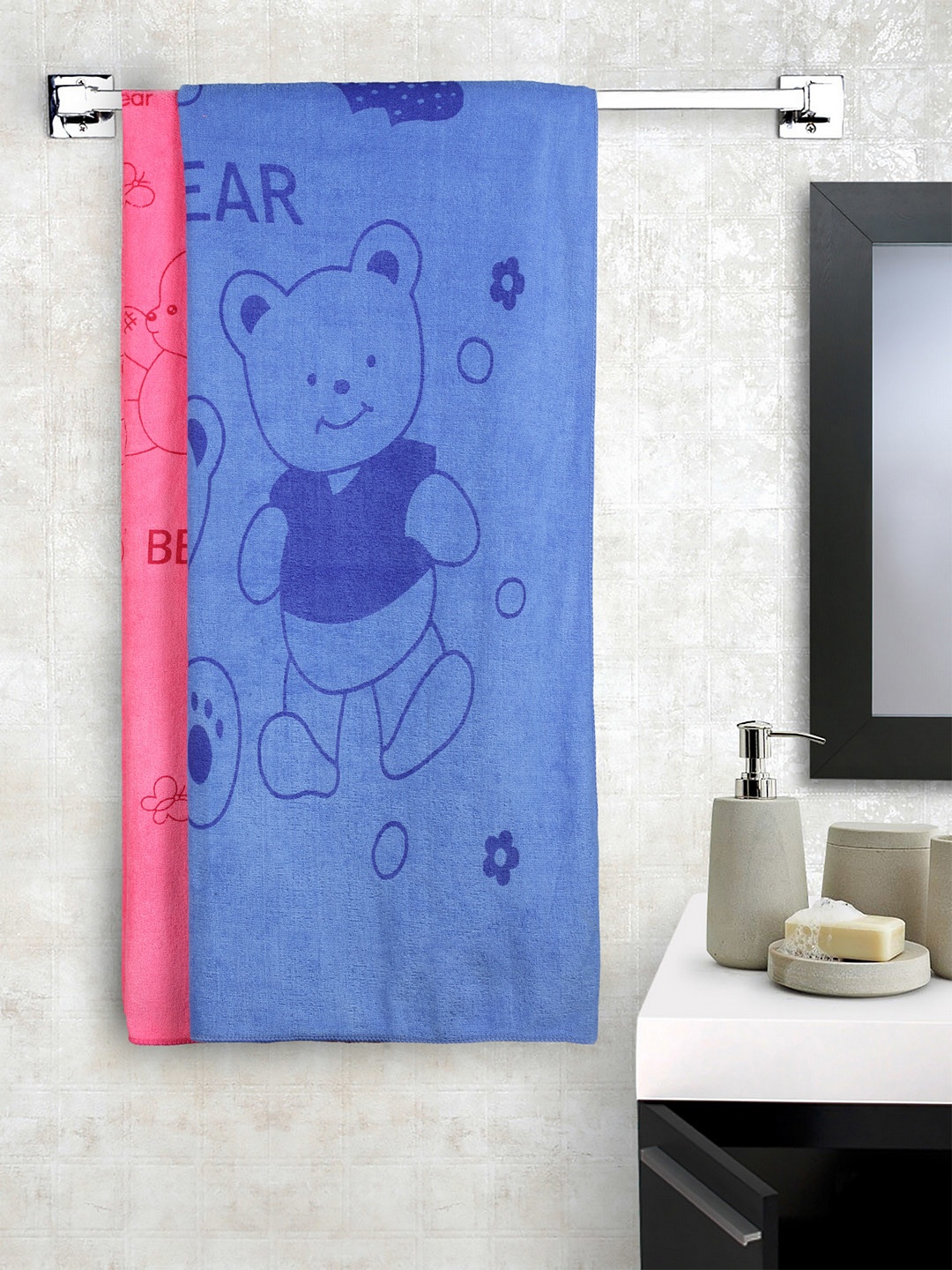 

Cortina Unisex Set of 2 Printed 300 GSM Bath Towels, Blue