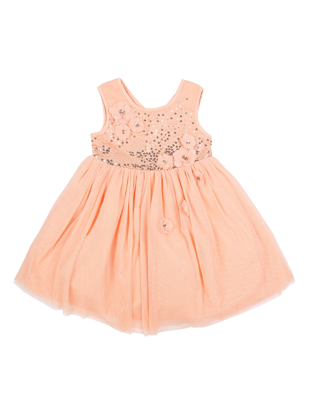 

Pantaloons Junior Girls Peach-Coloured Embellished Fit and Flare Dress