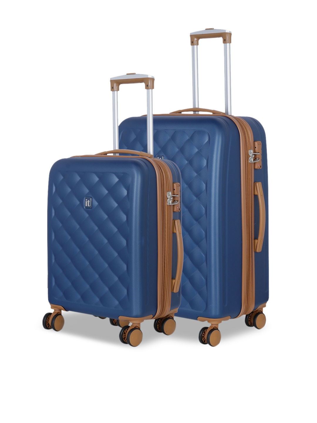 

IT luggage Set Of 2 Navy Blue Poseidon 360-Degree Rotation Hard-Sided Trolley Suitcases